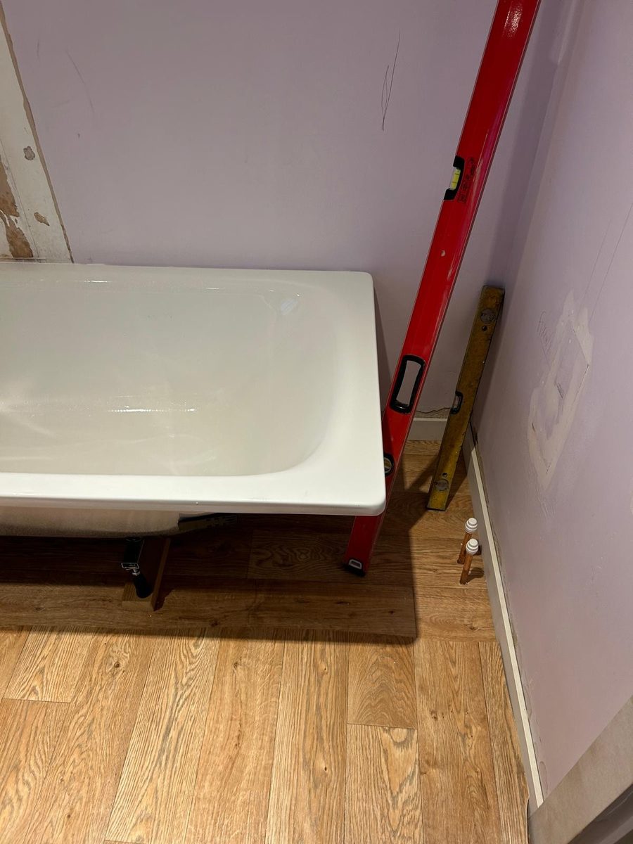 Bath installation in progress by DM Heating and Cooling, Gas Safe registered engineers in Kent